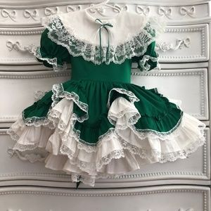 4t Lid’L Dolly Frilly emerald Green dress pageant lace full circle girls vintage